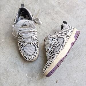 P448 George Angel Animal Print Horsehair Cow Low Top Sneakers, size 38